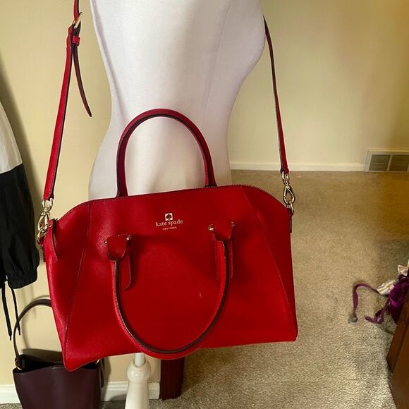 Kate Spade Cove Street Pillbox Red Leather Pippa Satchel Purse Handbag
